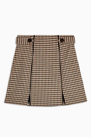 Cream and Tan Check Split Mini Skirt | Topshop
