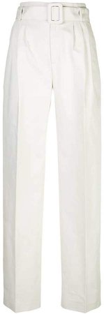 belted straight-leg trousers