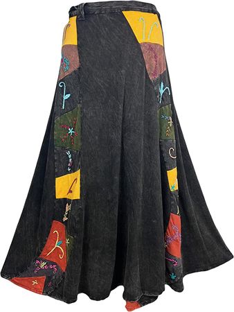 Agan Traders 406 SKT Women's Bohemian Wrap Skirt Maxi (S/M, Black) at Amazon Women’s Clothing store
