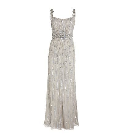 Jenny Packham Crystal-Sequin Embellished Gown | Harrods AU