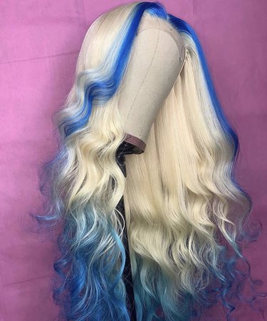 blonde and blue lace wig