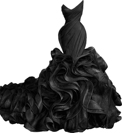 Black ruffle wedding dress
