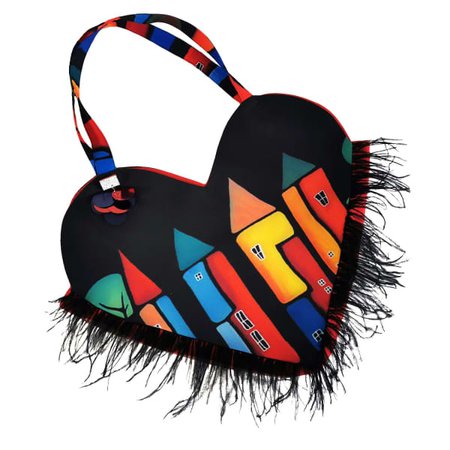Upcycled Digital House Print Heart Tote Bag | Lalipop Design | Wolf & Badger