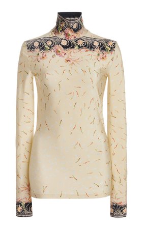 Paco Rabanne, Printed Stretch-Jersey Turtleneck Top
