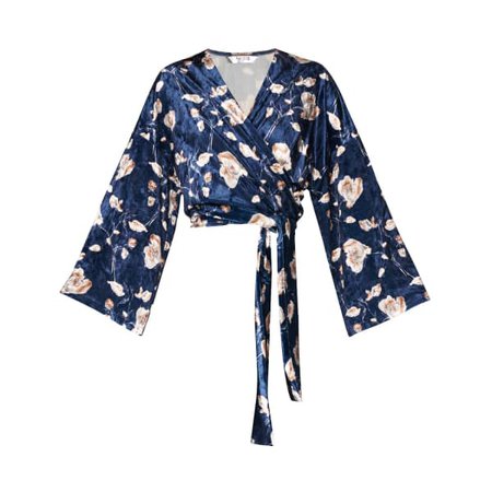 Floral Velvet Wrap Front Top Wide Sleeves | PAISIE | Wolf & Badger