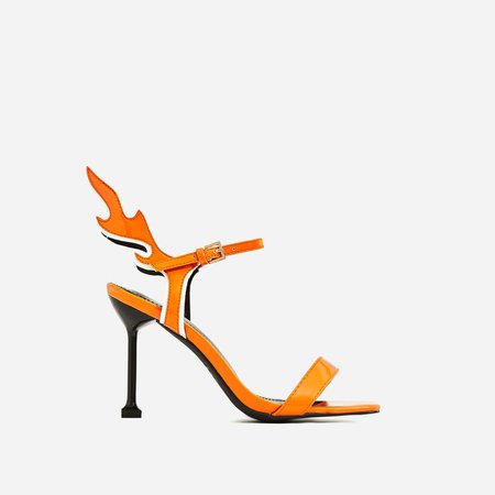 Iggy Flame Detail Heel In Orange Patent | EGO