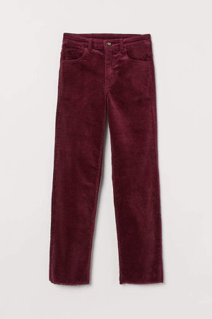 Ankle-length Corduroy Pants - Red