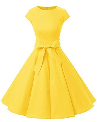 Kidsform Women Vintage Cocktail Dress Cap-Sleeves Boatneck A-Line Casual Floral Retro Cocktail Swing Party Dress