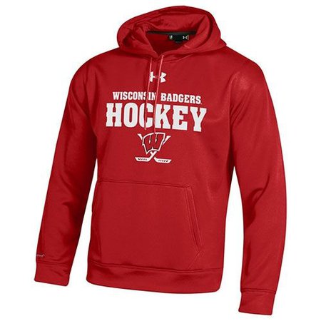 Wisconsin Badgers Under Armour Hockey Cross Stick Hooded Sweatshirt | UWshop.com