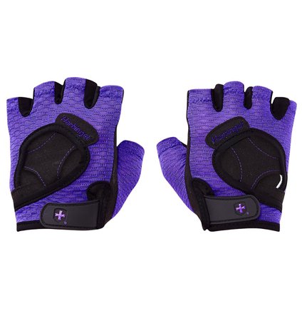 fingerless purple gloves