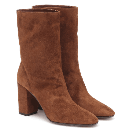 Aquazzura Boogie 85 Suede Ankle Boots In Brown | ModeSens