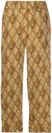 Cropped Paisley Print Trousers