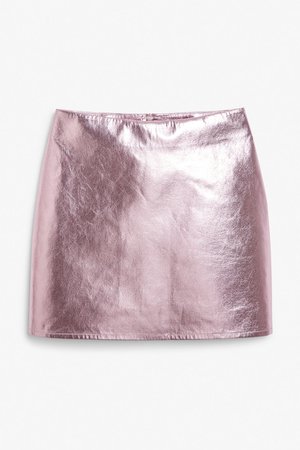 Metallic mini skirt - Metallic pink - Monki WW