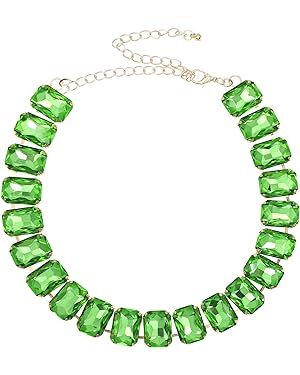 Amazon.com: Crystal Rhinestone Choker Collar Necklace For Women Emerald Statement Piece Sparkly Drop Pendant Neck Chain (Green) : Clothing, Shoes & Jewelry