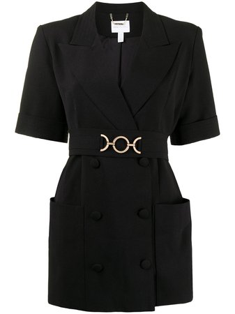 alice mccall black short sleeve belted blazer dress