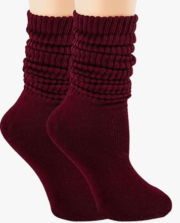 burgundy scrunch socks