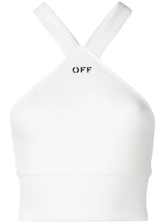 Off-White halter-neck Logo Crop Top - Farfetch