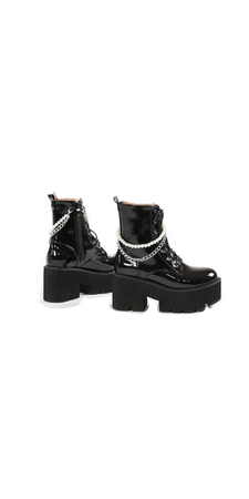punk black boots with chains