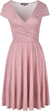 oxiuly Women's Casual Dresses Criss-Cross V-Neck Floral Flare Midi Summer Dress OX233 at Amazon Women’s Clothing store
