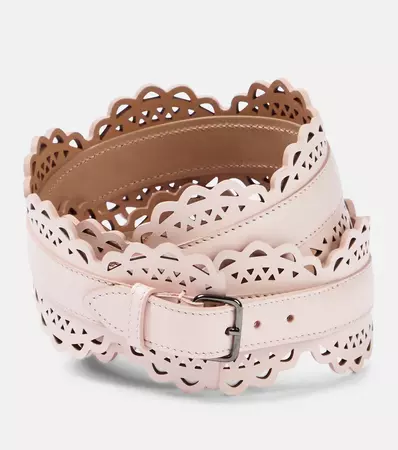 Vienne Leather Belt in Pink - Alaia | Mytheresa