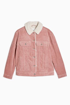 Pink Corduroy Oversized Borg Lined Jacket | Topshop