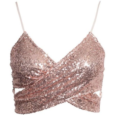 Nly One Sequin Cross Over Top