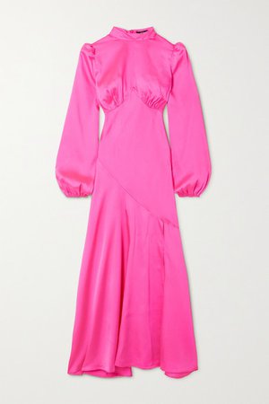 Clara Paneled Satin Dress - Bright pink
