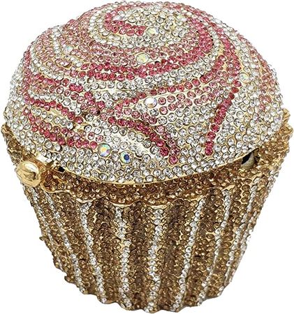 DJBM Cute Cupcake Rhinestone Clutch Diamond Crystal Purse Evening Bags for Women Party Wedding Cocktail Prom, Pink Silver: Handbags: Amazon.com