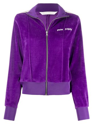 palm angels fitted chenille zipped jacket purple