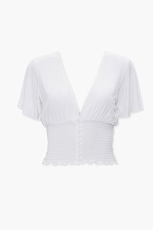 Smocked Button-Front Top | Forever 21