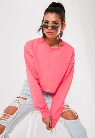 neon pink crop sweater
