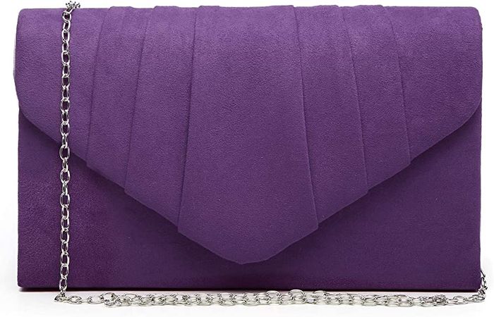 Dasein Womens Evening Bag Velvety Pleated Envelope Clutch Handbag Wedding Party Bridal Purse (Purple): Handbags: Amazon.com