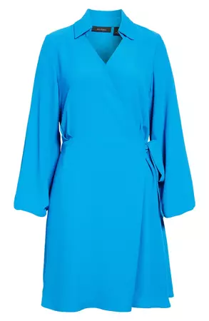 Halogen® Spread Collar Long Sleeve Wrap Dress | Nordstrom
