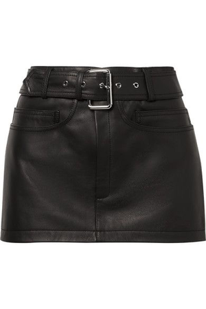 mini black leather skirt