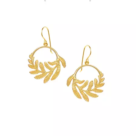 Gold Fern Hoop Earrings | Catherine Zoraida | As seen on HRH The Duchess of Cambridge, Kate Middleton