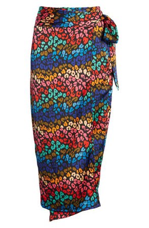 Never Fully Dressed Rainbow Leopard Print Wrap Skirt | Nordstrom