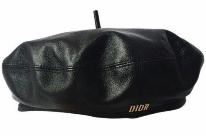 black leather dior berete