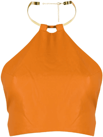 House Of Sunny Faux-leather Halter Top In Orange | ModeSens