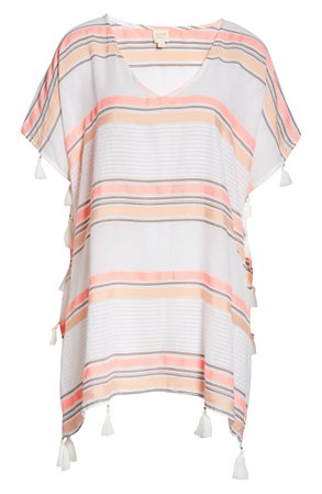 Surf Gypsy Stripe Cover-Up Caftan white