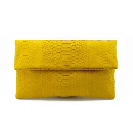 Yellow snakeskin clutch foldover clutch bag envelope | Etsy