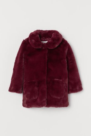 Faux Fur Teddy Bear Coat - Dark red - Kids | H&M US