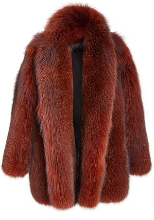 Sally LaPointe Light Fawn Fox Shawl Collar Coat