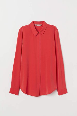 Long-sleeved Blouse - Red