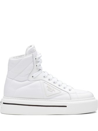 Shop white Prada high-top lace-up sneakers with Afterpay - Farfetch Australia