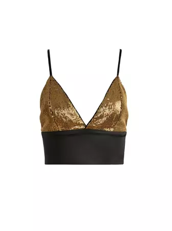 alice and olivia gold crop top