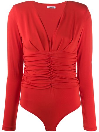 Shop red P.A.R.O.S.H. Rava plunge bodysuit with Afterpay - Farfetch Australia