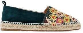 Kenda Suede And Embroidered Canvas Espadrilles
