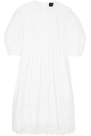 Simone Rocha | Oversized broderie anglaise-trimmed cotton dress | NET-A-PORTER.COM