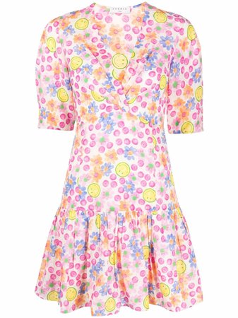 Shop SANDRO floral-print midi dress with Express Delivery - FARFETCH
