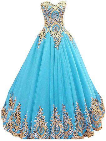 inmagicdress Women's Ball Gowns Gold Lace Appplique Dress at Amazon Women’s Clothing store
